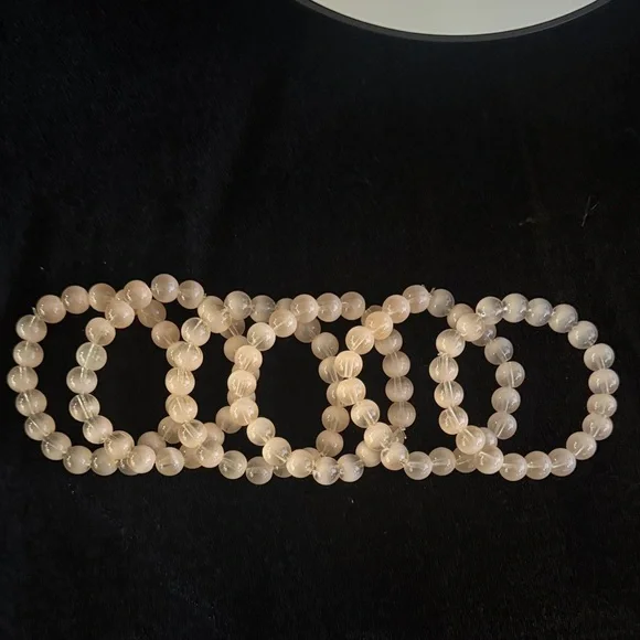 Chic Peach Glass Beaded Bracelet Set - Picture 2 of 2